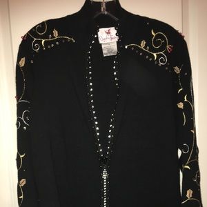 Quacker Factory Rhinestone Cardigan Sweater XS